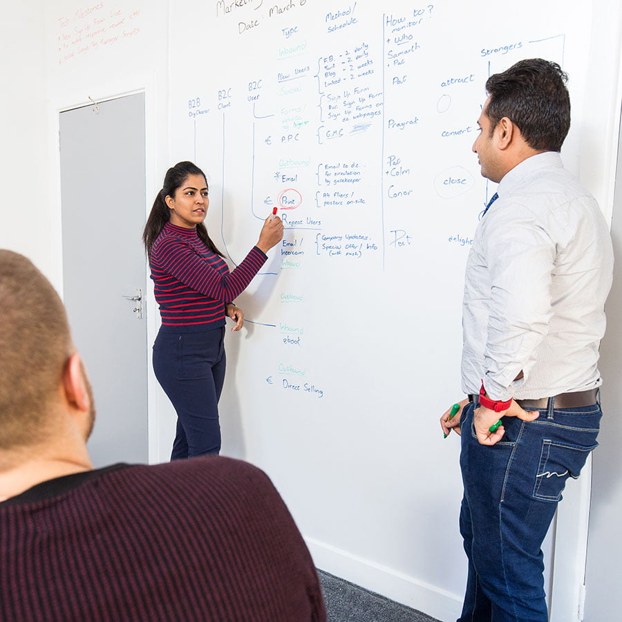 Vinil pizarra para toda la pared de sala de reuniones